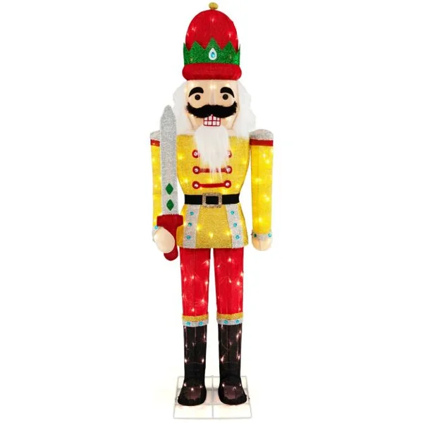 Soldat Casse-Noisettes de Noël Lumineux Figurine Grandeur Nature de 166 cm de Hauteur avec Socle en Métal Lumières LED