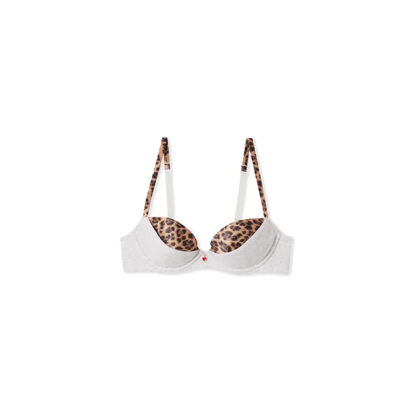 Soutien-gorge coques fines satiné en coton côtelé avec charm