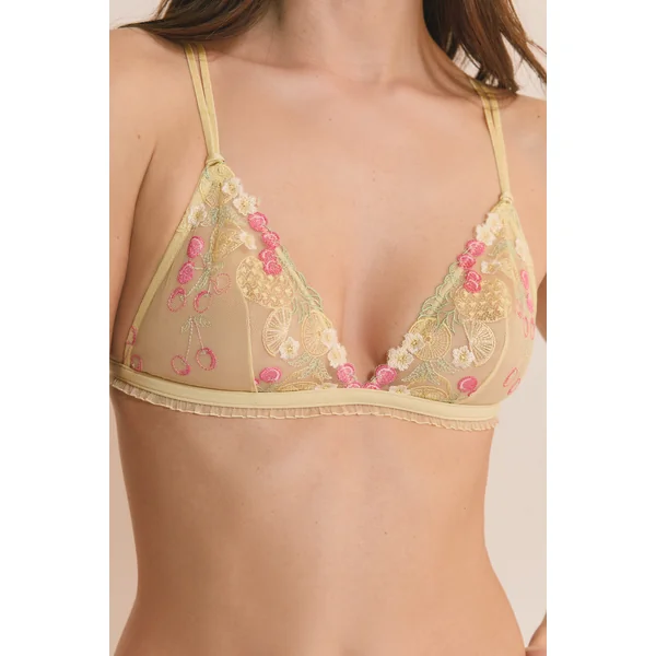 Soutien-gorge triangle avec motifs fruits brodés