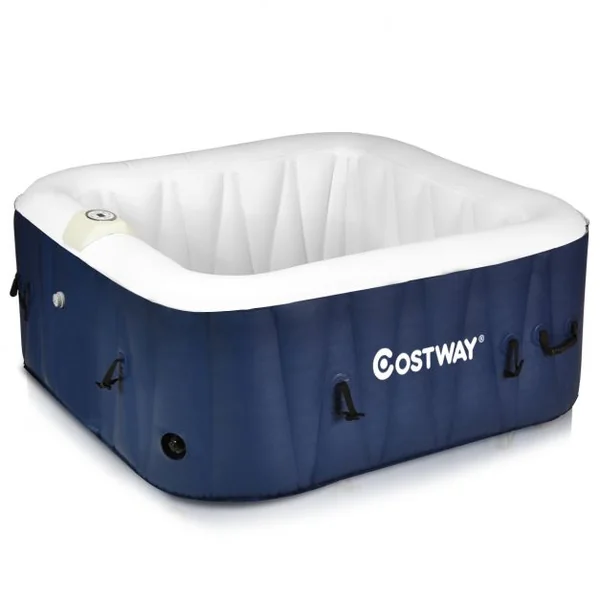 Spa Gonflable 1800w Carré 558l pour 4 Personnes 220v-240v Gonflage Automatique Chauffage Accessoires 154x154x65cm Bleu
