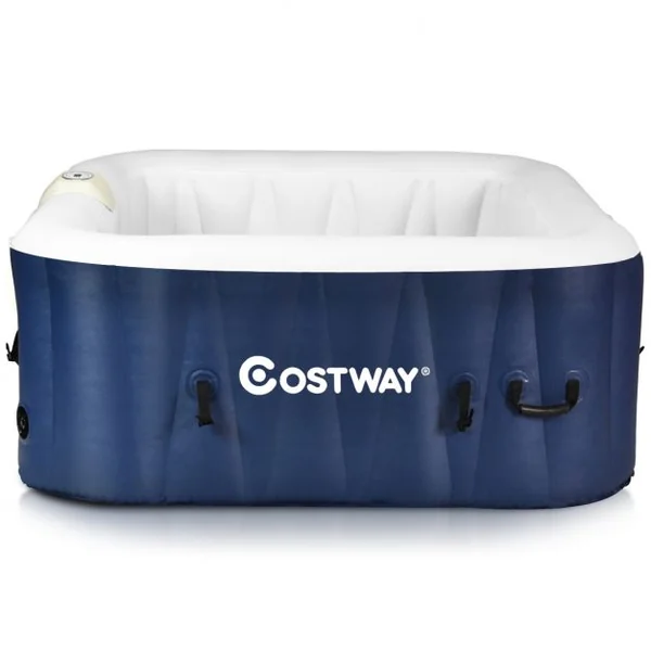 Spa Gonflable 1800w Carré 558l pour 4 Personnes 220v-240v Gonflage Automatique Chauffage Accessoires 154x154x65cm Bleu