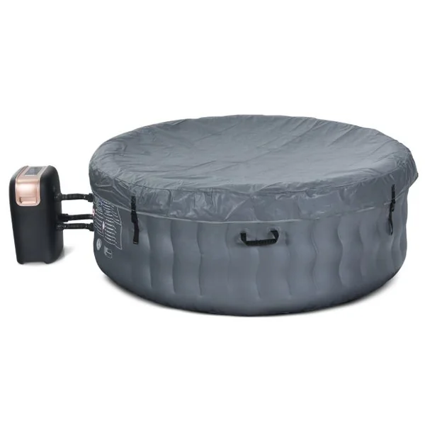Spa Gonflable avec 108 Jets de Massage 180 x 68 CM Spa Rond Portable à 4 Personnes pour Intérieur/Extérieur Gris