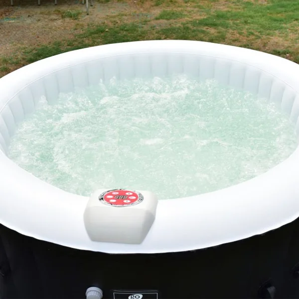 Spa Gonflable Rond 800 Litres à Bulles 4 places avec cartouche tuyau couverture sol kit réparation Noir/Blanc 180*180*65 cm