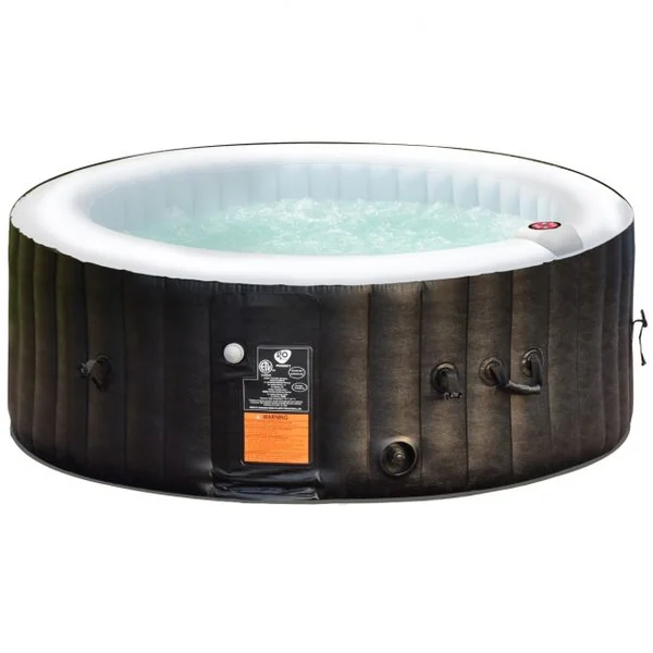 Spa Gonflable Rond 800 Litres à Bulles 4 places avec cartouche tuyau couverture sol kit réparation Noir/Blanc 180*180*65 cm