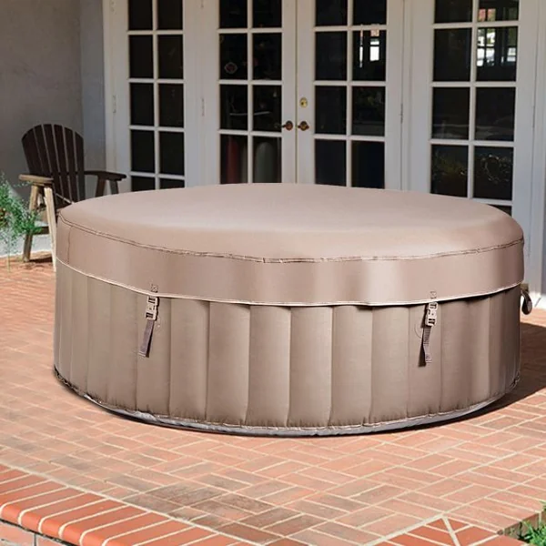 Spa Gonflable Rond 800l pour 4 Personnes 220v-240v Gonflage Automatique 1800w en Pvc Pp Abs 180x180x65cm Beige