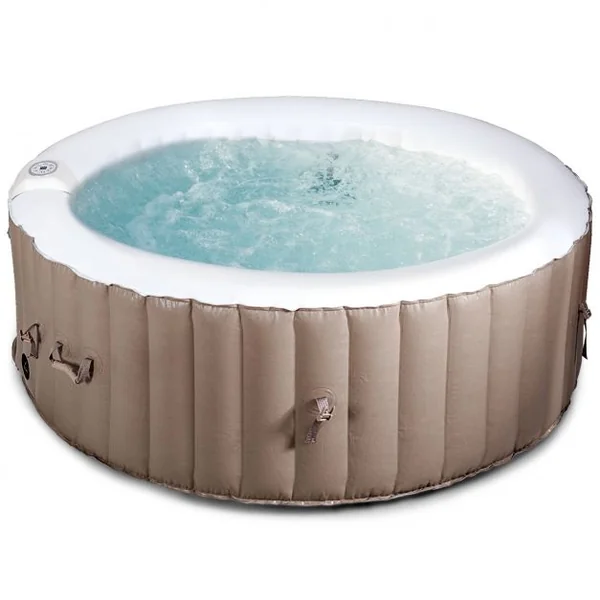 Spa Gonflable Rond 800l pour 4 Personnes 220v-240v Gonflage Automatique 1800w en Pvc Pp Abs 180x180x65cm Beige