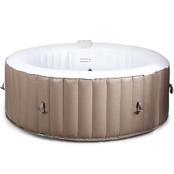 Spa Gonflable Rond 800l pour 4 Personnes 220v-240v Gonflage Automatique 1800w en Pvc Pp Abs 180x180x65cm Beige
