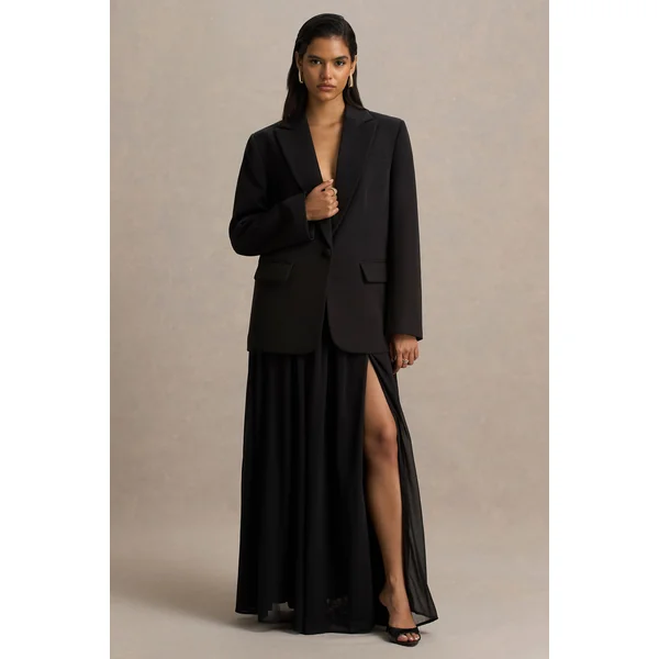 Spencer | Jupe longue plissée en chiffon noir