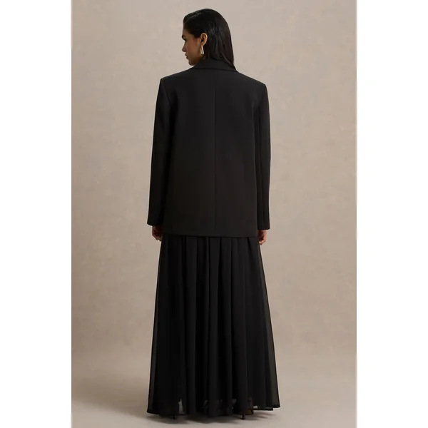 Spencer | Jupe longue plissée en chiffon noir