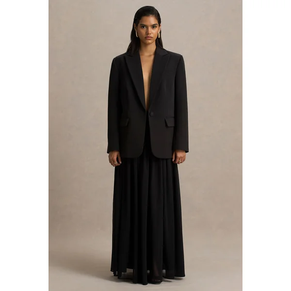 Spencer | Jupe longue plissée en chiffon noir