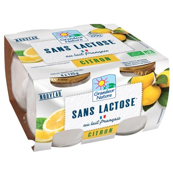Spécialité laitière sans lactose citron 4x125g