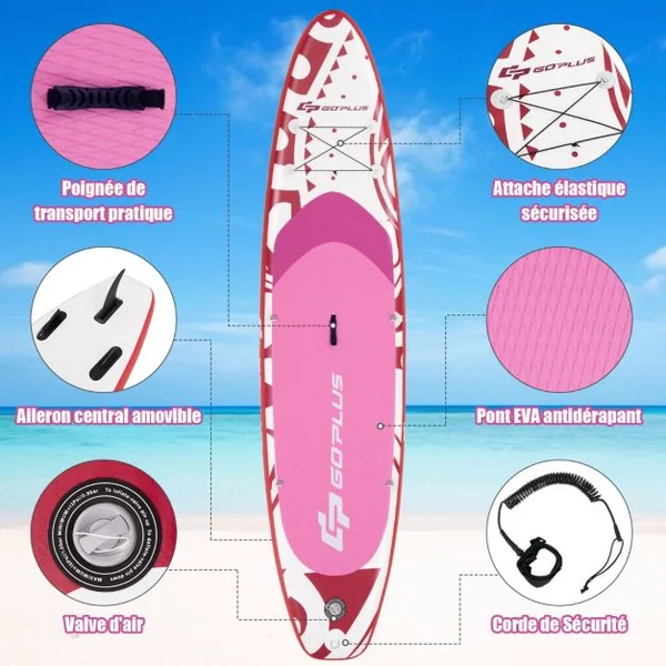 Stand-up Paddle 325 cm x 76 cm x 15 cm gonflable planche de surf avec accessoires kit de réparation pour jeunes et adultes