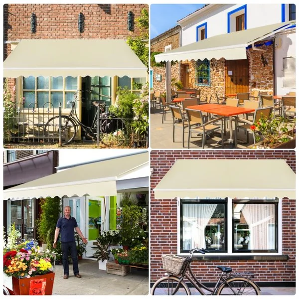 Store Banne de Balcon Rétractable 2,5x2M Tissu Résistant aux UV et à l'Eau Angle Réglable 5-35° Beige