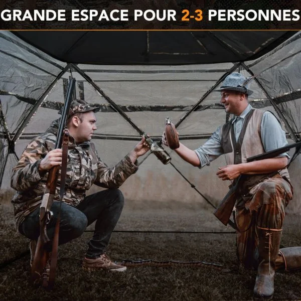 Store de Chasse Amovible 5 en 1 pour 2 à 3 Personnes Tente de Chasse Pop-Up Vue à 360° avec Puits de Lumière 148x148x164cm Camouflage