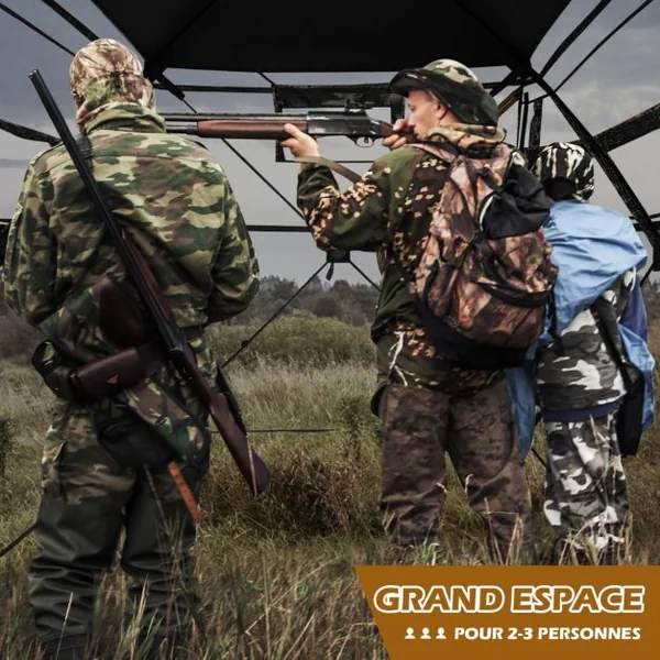 Store de Chasse Portable pour 2 à 3 Personnes Tente de Chasse Pop-Up Vue Dégagée à 360° avec Sac de Transport 148x148x170cm Camouflage