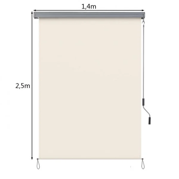 Store Enrouleur Occultant Polyester 140x250CM Écran Imperméable pour Fenêtres et Portes Beige