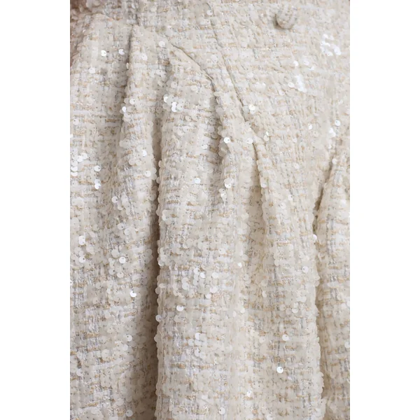 Sugar Plum | Robe Mini à Encolure Carrée en Bouclé Crème