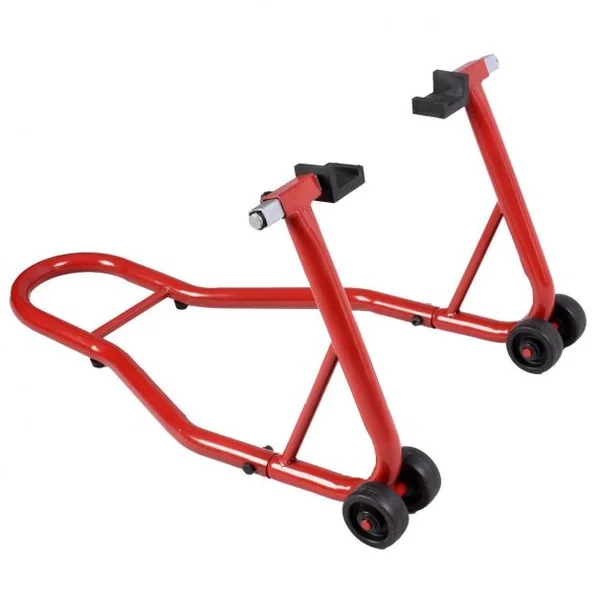 Support de Roue Béquille d'Atelier à Roulettes Paddock Lève Moto avec Bras Réglable en Acier 80x50x40cm Noir/Rouge