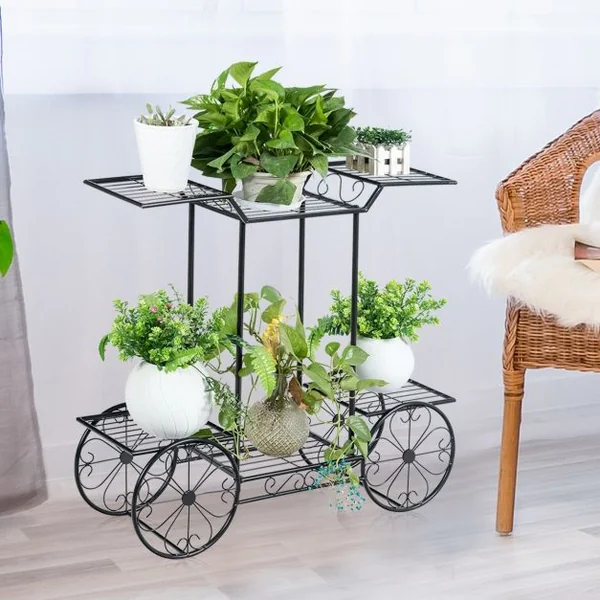 Support Métallique pour Jardin Support des Plantes en Pots 6 Etages Noir
