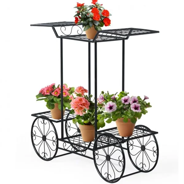 Support Métallique pour Jardin Support des Plantes en Pots 6 Etages Noir