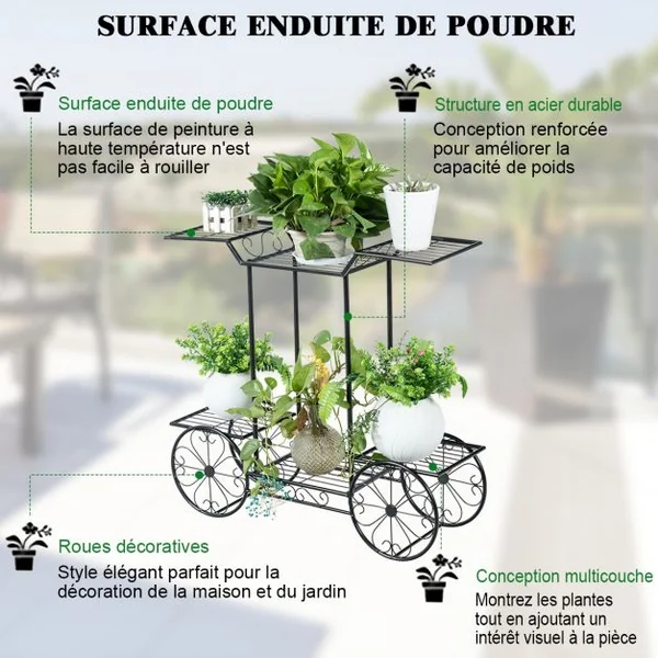 Support Métallique pour Jardin Support des Plantes en Pots 6 Etages Noir