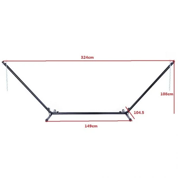 Support pour Hamac en Métal Support pour Balancelle et Chaises Suspendues Capacité 150kg, 324x104,5x108cm, Noir