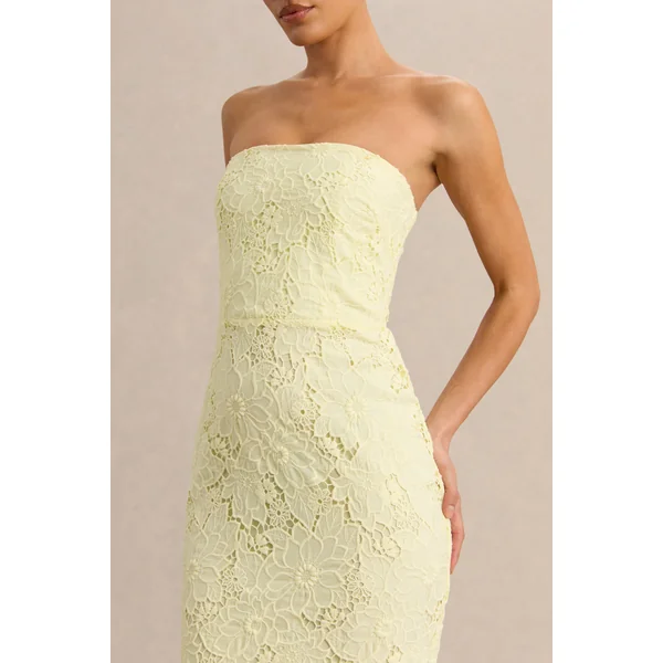 Suzie | Robe longue bandeau en dentelle citron