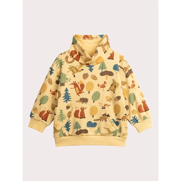 Sweat beige imprimé animaux de la forêt pour garçon - Soins Bébé Naturels & Produits Maman Après Naissance