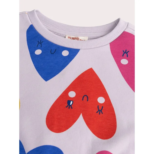 Sweat mauve imprimé cœurs - Soins Bébé Naturels & Produits Maman Après Naissance