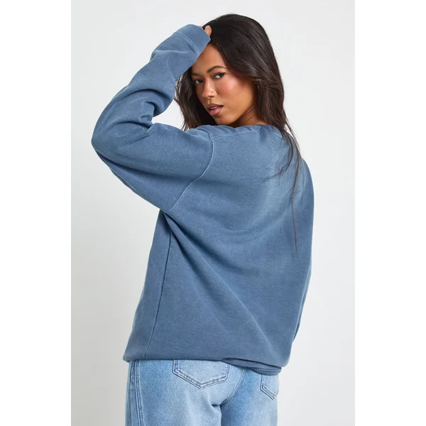 Sweat-shirt Oversize Délavé Imprimé Chicago