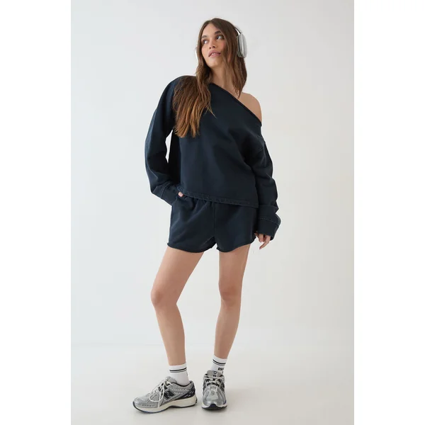 Sweat-shirt Oversized Délavé Épaules Dénudées En Molleton Épais Dsgn Studio
