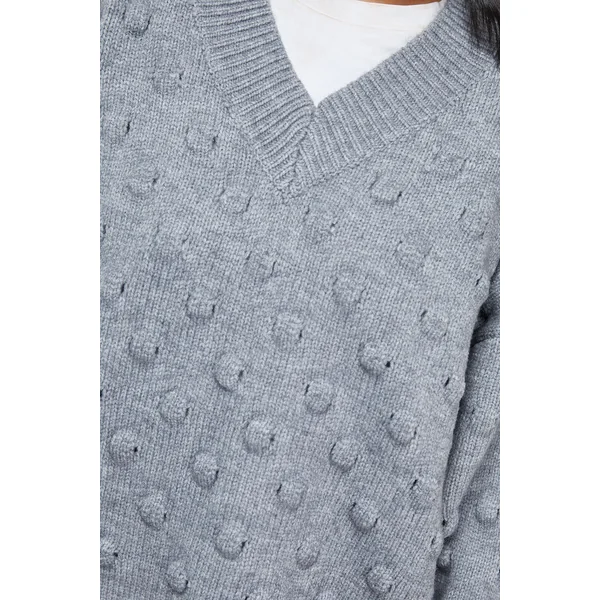 synthétiquell Col V Ample en Maille Bubble
