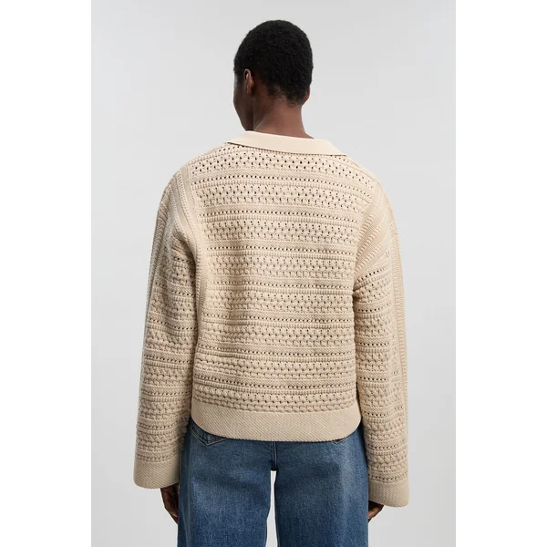 Synthétiquell Tricoté en Coton à Col V et Col Chemise