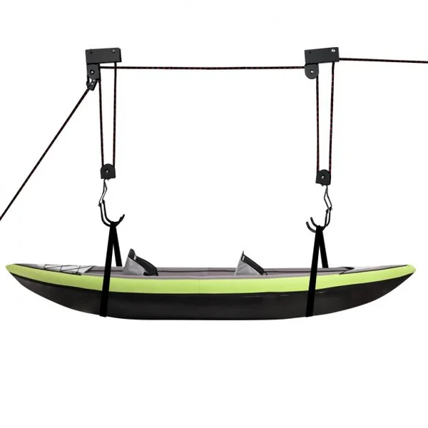 Système de Levage pour Canoë Kayak Porte-vélo Elévateur avec une Corde 12 Mètres Double Crochets Capacité 45 kg