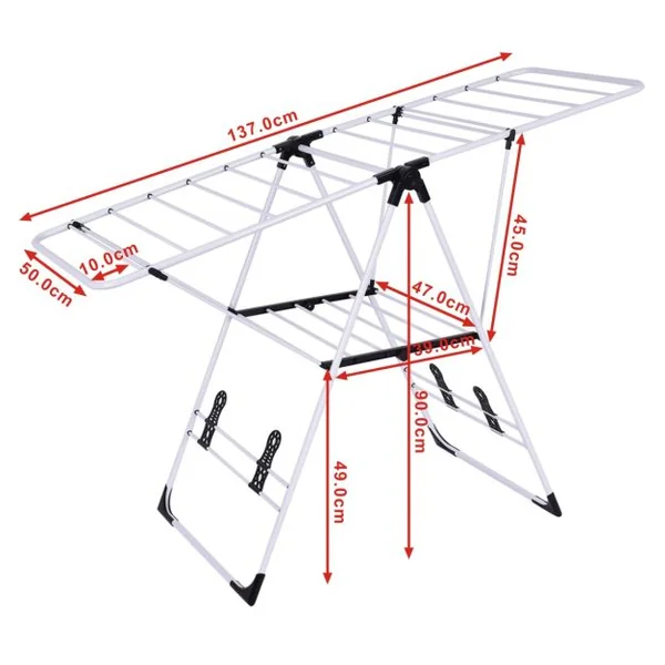 Séchoir Pliable Rangement pour Vêtements de Lessive Cintre Robuste Étendoir à Linge Séchoir à Vêtements en Acier pour Intérieur/Extérieur
