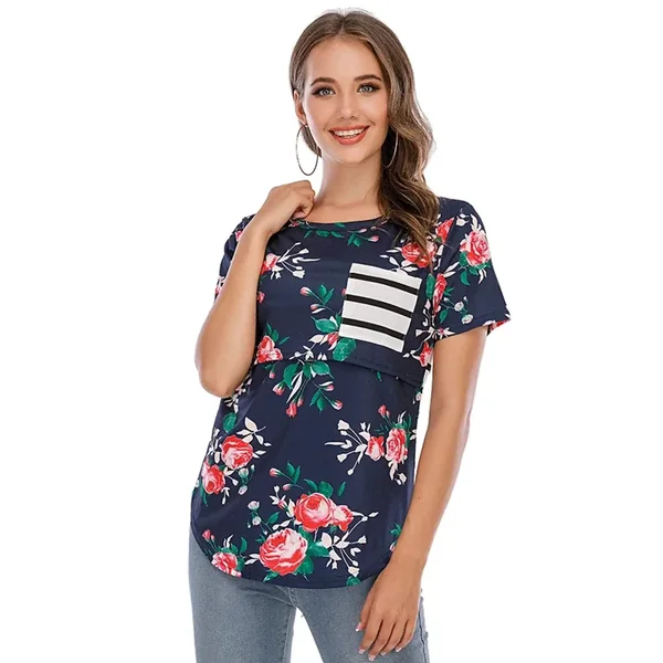 T Shirt Allaitement Floral Rayé