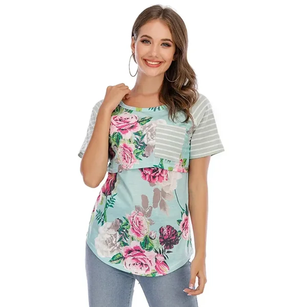 T Shirt Allaitement Floral Rayé