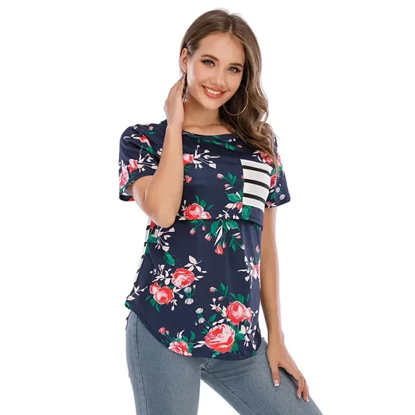 T Shirt Allaitement Floral Rayé