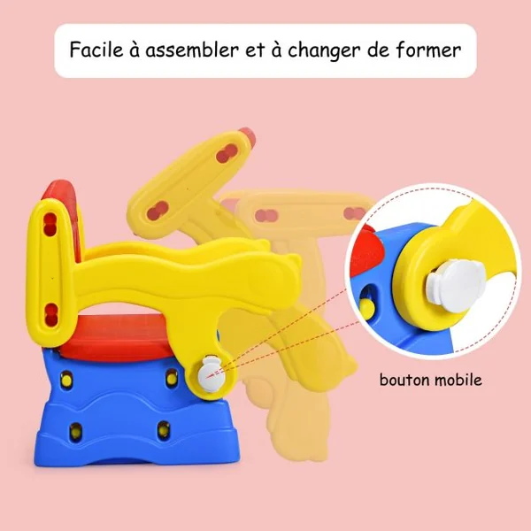 Table 3 en 1 pour Enfants de 3 à 7 Ans Table Convertible en Chaise et Coffre à Jouets Capacité 40 kg Multicolore
