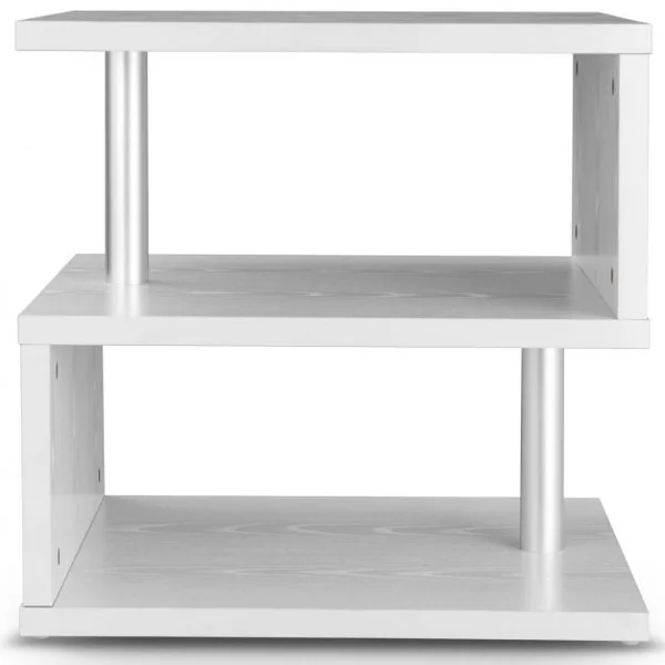 Table Basse d'Appoint à 3 Niveaux Table de Chevet Moderne Etagère en S en Bois Porte-revues, 50x50x50cm, Blanc