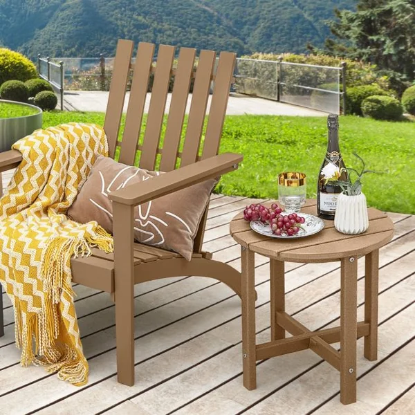 Table Basse de Jardin en HDPE Anti-UV Charge max.:100 KG Table d’Appoint Intérieur Extérieur Noir/Café/Gris/Blanc