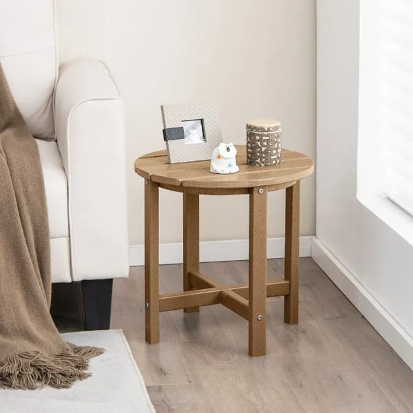 Table Basse de Jardin en HDPE Anti-UV Charge max.:100 KG Table d’Appoint Intérieur Extérieur Noir/Café/Gris/Blanc