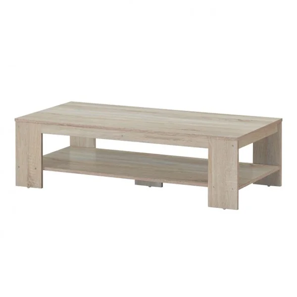 Table Basse Moderne Robuste avec Étagère de Rangement Capacité Table 15kg Étagère 8kg en Mdf 120x55x34cm Noyer