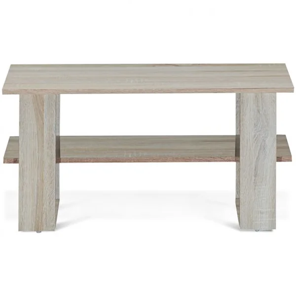 Table Basse Rectangulaire Moderne avec Étagère Capacité Table 15kg Étagère 8kg en Mdf 80x395x40cm Couleur Chêne