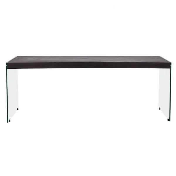 Table Basse Rectangulaire Scandinave Table à Café en Verre Trempé pour Salon en MDF, 110x55x40cm, Gris et Transparent