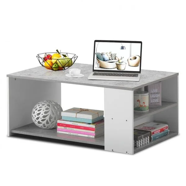 Table Basse Rectangulaire Table Basse avec Grand Espace de Rangement en Mdf 90x59x40cm Naturel