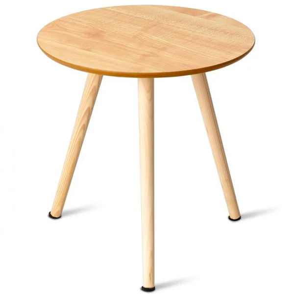 Table Basse ronde 3 pieds en MDF Table Basse laquée Table à Café de style Scandinave Dia 40 cm x 41 cm (H) Couleur Naturel