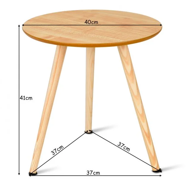 Table Basse ronde 3 pieds en MDF Table Basse laquée Table à Café de style Scandinave Dia 40 cm x 41 cm (H) Couleur Naturel