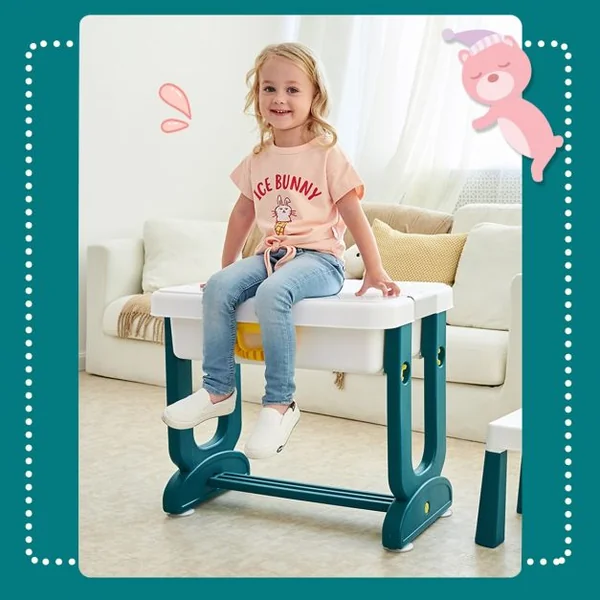 Table Blocs Construction 5 en 1 avec 2 Boîtes de Rangement 1 Table et 1 Chaise Plus de 3 ans
