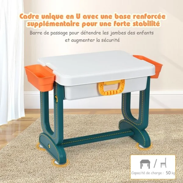Table Blocs Construction 5 en 1 avec 2 Boîtes de Rangement 1 Table et 1 Chaise Plus de 3 ans